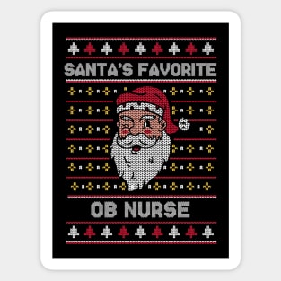 Santa's Favorite OB Nurse // Funny Ugly Christmas Sweater // Nurse Holiday Xmas Sticker